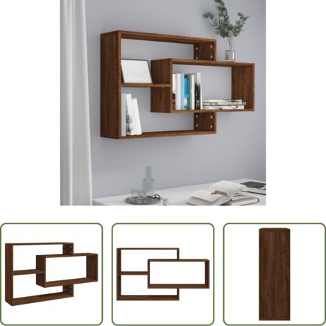 Mensola in legno -  Mensola a Muro Rovere Marrone 104x20x58,5 cm Legno Multistrato