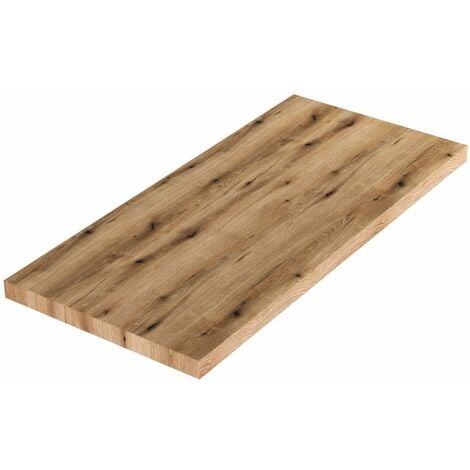 Mensola In Legno Per Lavabo Bagno Appoggio 100Cm Rovere Naturale