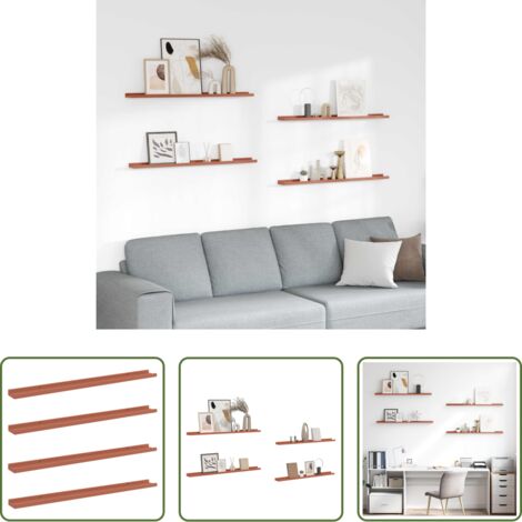 Mensola in legno -  Scaffale da parete 4 pcs Rosso 100 x 9 x 3 cm Legno multistrato