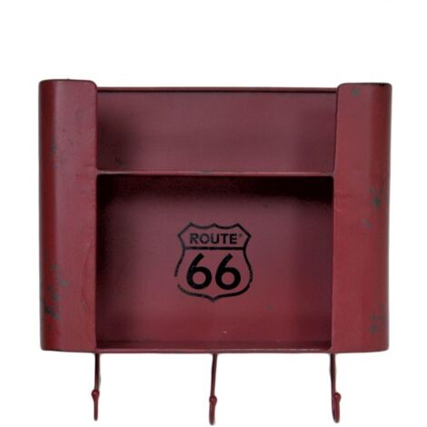 Mensola metallo bristol rosso 2 piani con appendino 3 posti quadrata cm 30x10h30