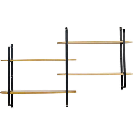 Mensola murale in legno massello di mango e metallo nero L122 cm AKINA