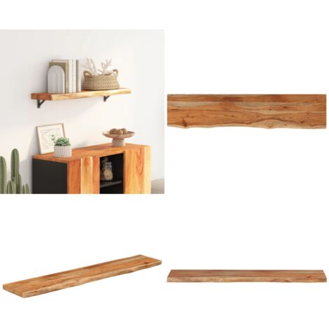 Mensola Muro 100x20x3,8cm Rettangolare Legno Acacia Bordi Vivi - Mensola in acacia - Ripiano da parete