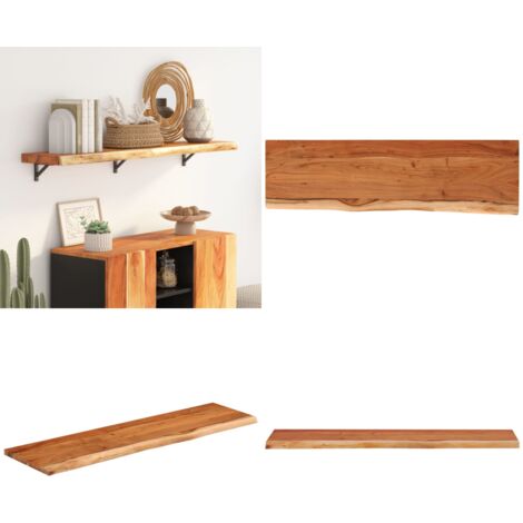 Mensola Muro 110x30x3,8cm Rettangolare Legno Acacia Bordi Vivi - Mensola in acacia - Ripiano da parete