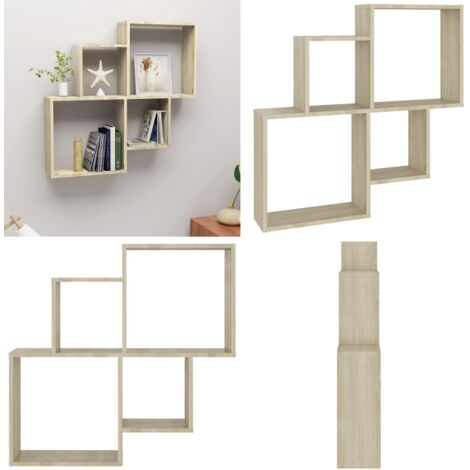 Mensola Muro Cubo Rovere Sonoma 80x15x78,5cm Legno Multistrato - Scaffale sospeso - Scaffale in legno