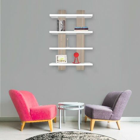 EPIKASA Mensola Nergis, Truciolare Melaminico, Bianco, 50x17x80 cm