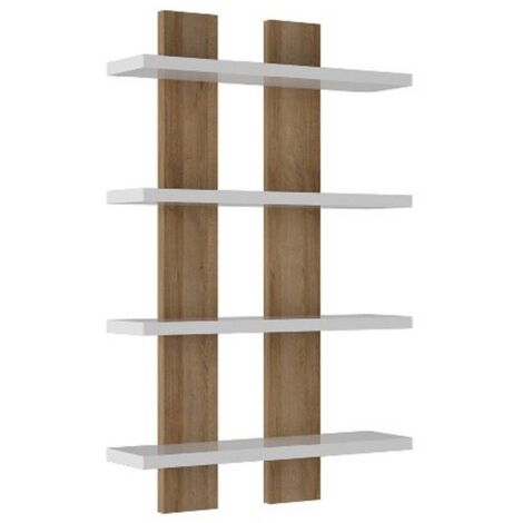 Mensola Nergis, Truciolare Melaminico, Bianco, Rovere, 50x17x80 cm