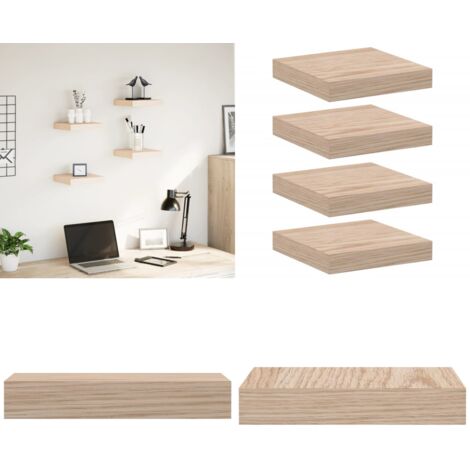 Mensola Pensili 4 pz 23x23,5x4 cm in Truciolato - Scaffale sospeso - Truciolato