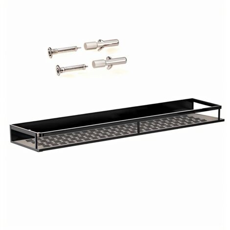L&H-CFCAHL Mensola per bagno da 50 cm, mensola per doccia nera e portaoggetti, mensola per bagno in acciaio inossidabile, 1 pezzo, ecologica, atossica, antiruggine, sicura, durevole