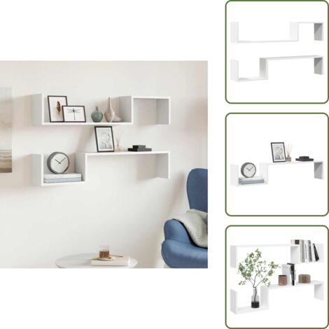 Mensola per casa - vidaXL Mensole a Muro 2 pz Bianche 100x15x20 cm in Legno Multistrato - Mensola per arredamento