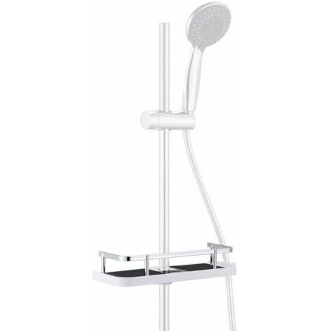 Mensola per doccia da bagno, portaoggetti da doccia sospeso per supporto doccia, nessuna foratura richiesta per asta doccia con anello e gancio - foro quadrato (30 18 mm)