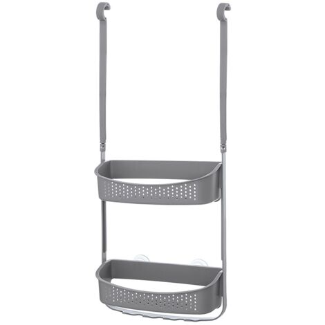 Mensola per Doccia Portaoggetti da Appendere 2 Ripiani PVC Fox - Colore: Grigio