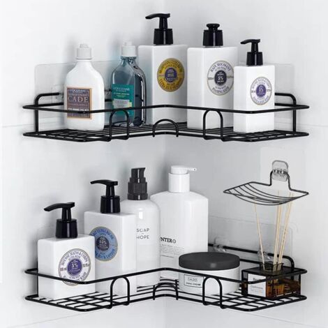 Mensola per doccia, Portaoggetti per doccia angolare con ganci/portasapone, Mensola per bagno, Mensola per bagno adesiva montata a parete, Portaoggetti per doccia, Dormitorio e cucina