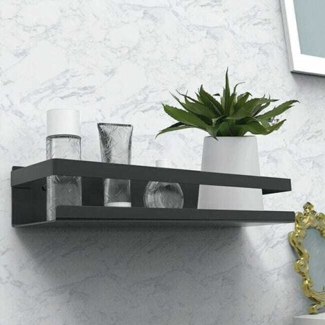 Mensola per doccia senza foratura, mensola per bagno in acciaio inox SUS304, nero opaco - 30 cm