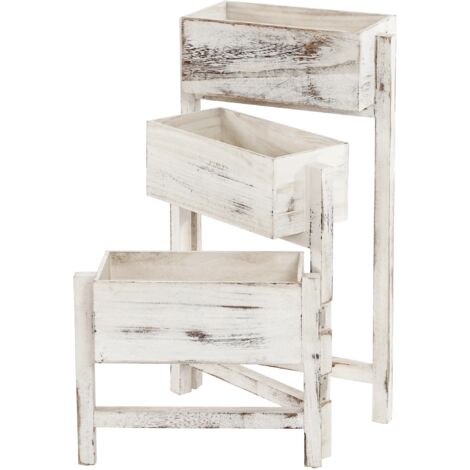 Mensola per piante portafiori posizione regolabile altezza 65 cm in legno aspetto vintage bianco 040005684