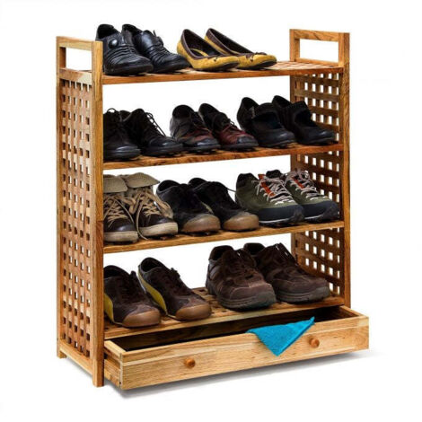 Mensola per scarpe in legno di noce con cassetto 8830882