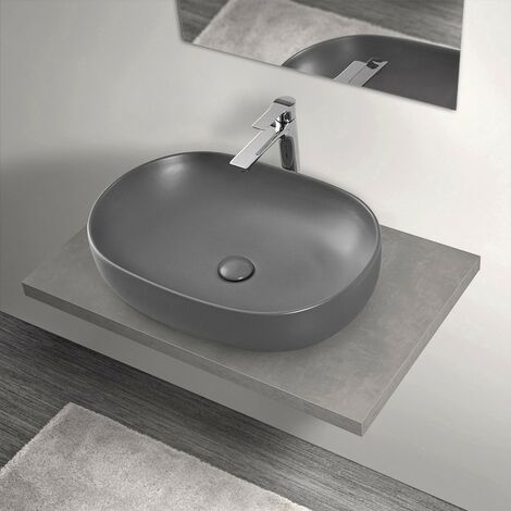 Mensola porta lavabo grigio cemento per lavabi da appoggio da 80 cm serie Master