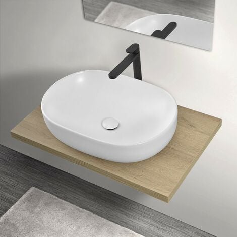 Mensola porta lavabo  rovere miele per lavabi da appoggio da 80 cm serie Master