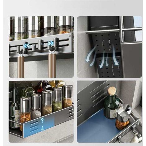 Mensola portacoltelli da cucina Non necessita di foratura Mensola da parete per spezie e bacchette Grigio scuro 27,810,220,4 cm