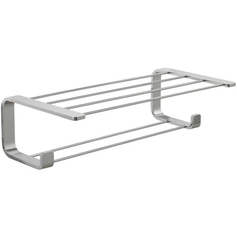 Mensola portasciugamani doppia da muro in ottone, acciaio inox e Cromall 3235 Gedy serie OUTLINE Cromato