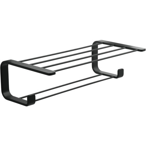 Mensola portasciugamani doppia da muro in ottone, acciaio inox e Cromall 3235 Gedy serie OUTLINE Nero Opaco