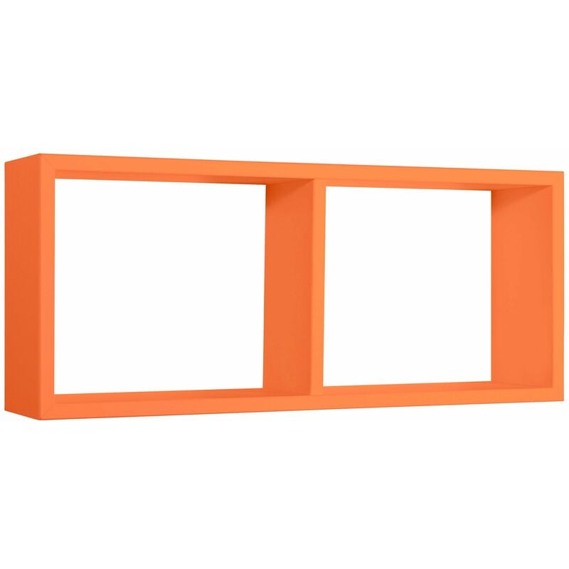 Mensola Rettangolare 2 Scomparti da Parete 70x30x15,5 cm in Fibra di Legno Morgana Arancio