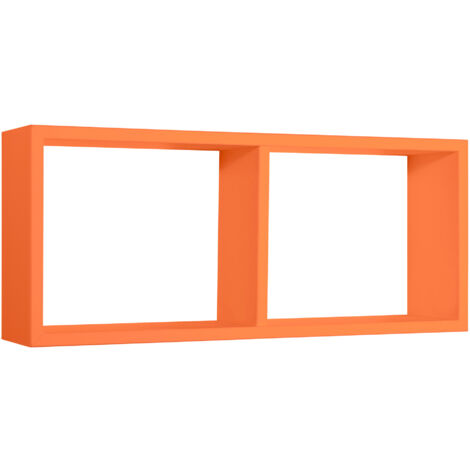 Mensola Rettangolare 2 Scomparti da Parete 70x30x15,5 cm in Fibra di Legno Morgana Arancio