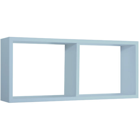 Mensola Rettangolare 2 Scomparti da Parete 70x30x15,5 cm in Fibra di Legno Morgana Blu Baltico