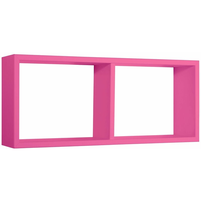 Mensola Rettangolare 2 Scomparti da Parete 70x30x15,5 cm in Fibra di Legno Morgana Fuxia