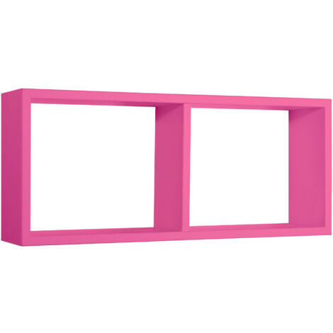Mensola Rettangolare 2 Scomparti da Parete 70x30x15,5 cm in Fibra di Legno Morgana Fuxia
