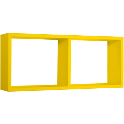 Mensola Rettangolare 2 Scomparti da Parete 70x30x15,5 cm in Fibra di Legno Morgana Giallo Canarino