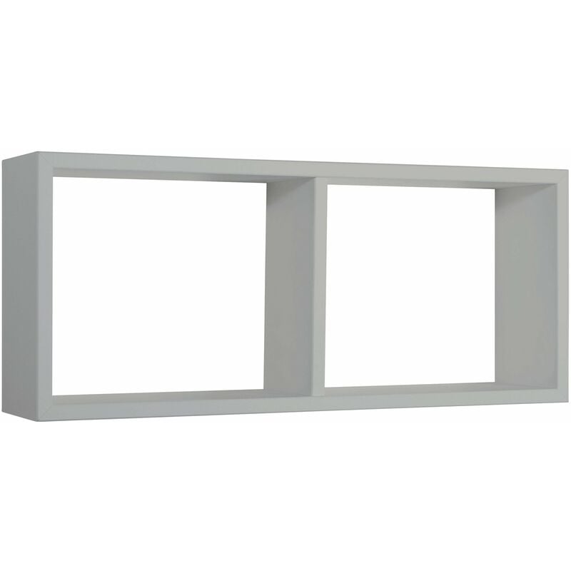 Giordanoshop - Mensola Rettangolare 2 Scomparti da Parete 70x30x15,5 cm in Fibra di Legno Morgana Grigio Sasso