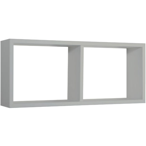 Mensola Rettangolare 2 Scomparti da Parete 70x30x15,5 cm in Fibra di Legno Morgana Grigio Sasso