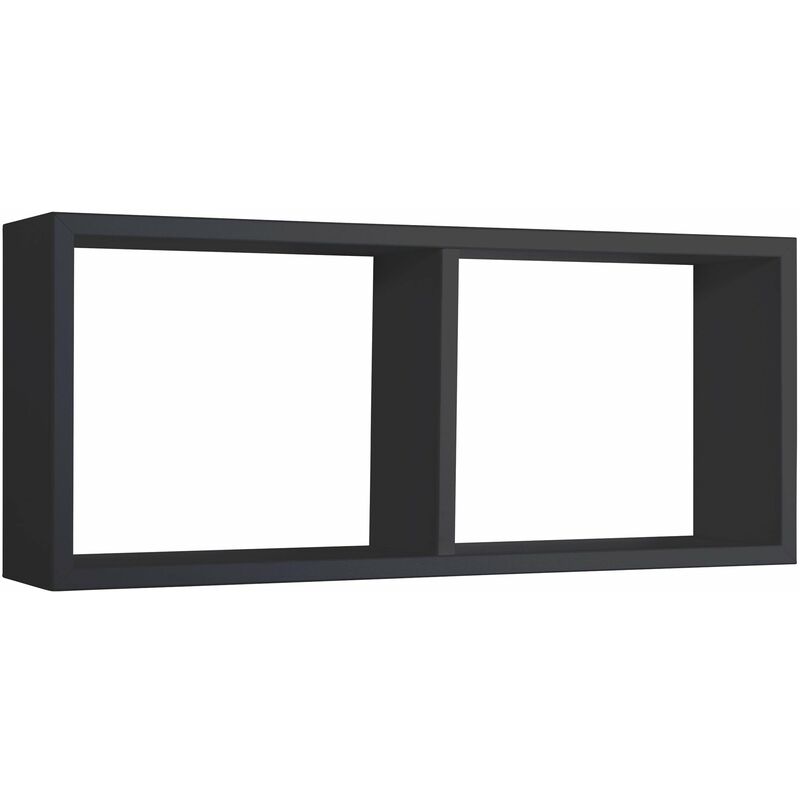 Mensola Rettangolare 2 Scomparti da Parete 70x30x15,5 cm in Fibra di Legno Morgana Nero