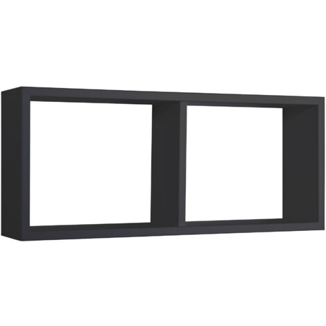Mensola Rettangolare 2 Scomparti da Parete 70x30x15,5 cm in Fibra di Legno Morgana Nero