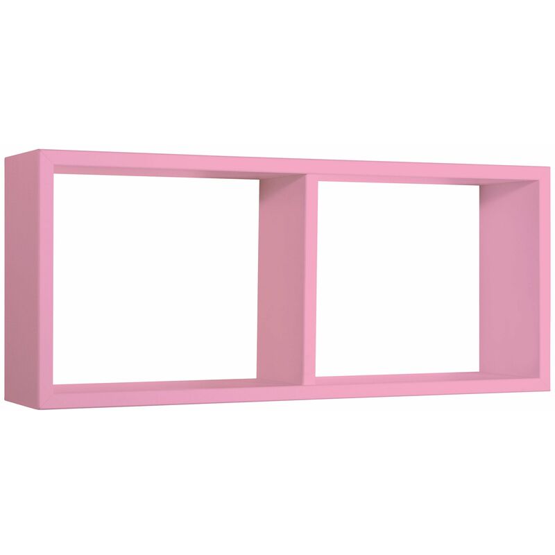 Mensola Rettangolare 2 Scomparti da Parete 70x30x15,5 cm in Fibra di Legno Morgana Rosa Blush