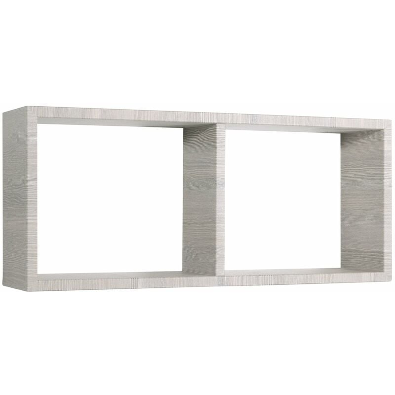 Mensola Rettangolare 2 Scomparti da Parete 70x30x15,5 cm in Fibra di Legno Morgana Rovere Grigio