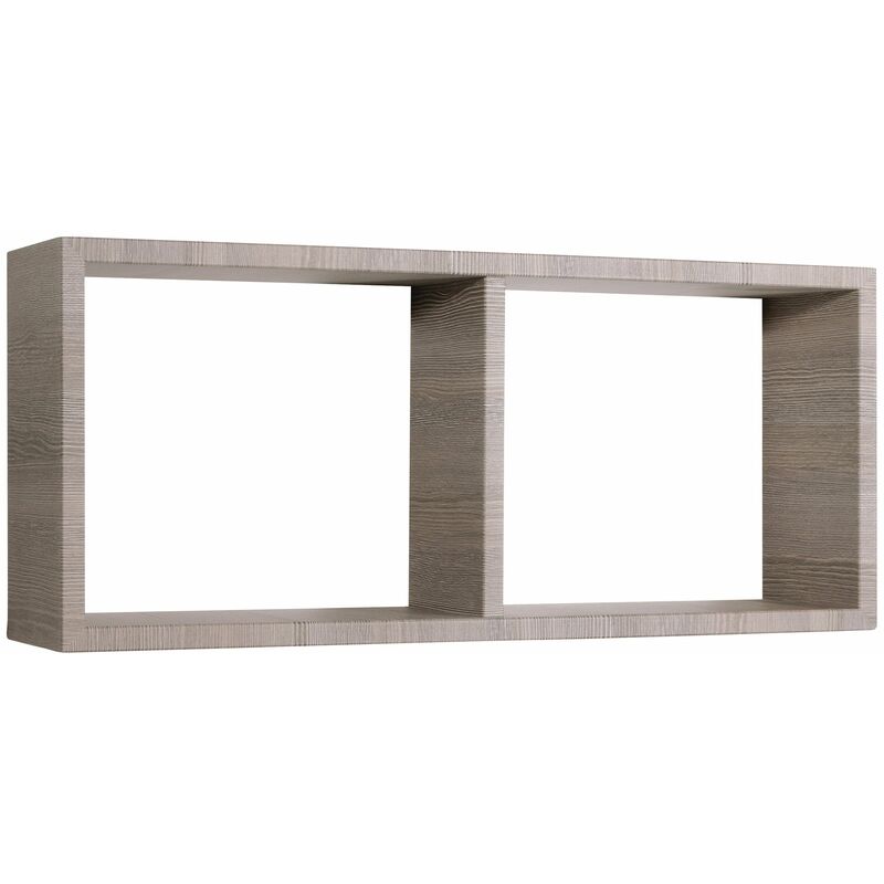 Mensola Rettangolare 2 Scomparti da Parete 70x30x15,5 cm in Fibra di Legno Morgana Rovere Moka