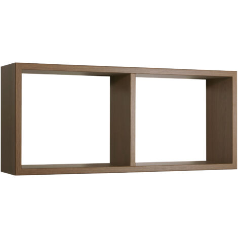 Mensola Rettangolare 2 Scomparti da Parete 70x30x15,5 cm in Fibra di Legno Morgana Rovere Tabacco
