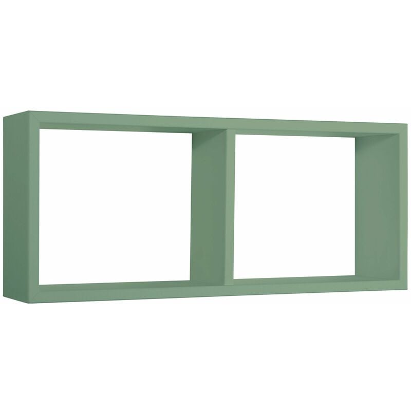 Giordanoshop - Mensola Rettangolare 2 Scomparti da Parete 70x30x15,5 cm in Fibra di Legno Morgana Verde Acqua Marina