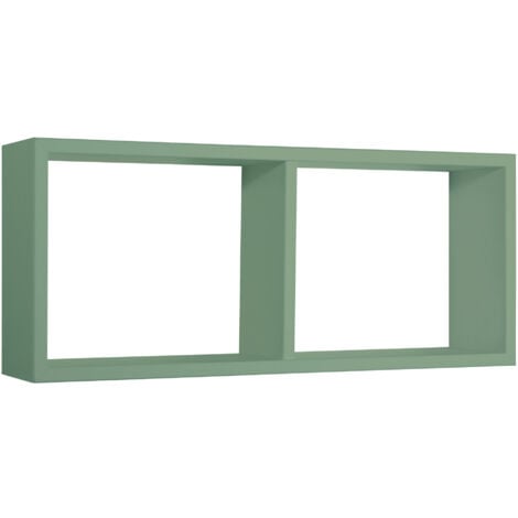 Mensola Rettangolare 2 Scomparti da Parete 70x30x15,5 cm in Fibra di Legno Morgana Verde Acqua Marina