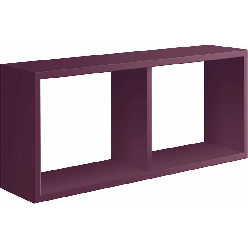 Giordanoshop - Mensola Rettangolare 2 Scomparti da Parete 70x30x15,5 cm in Fibra di Legno Morgana Viola Melanzana