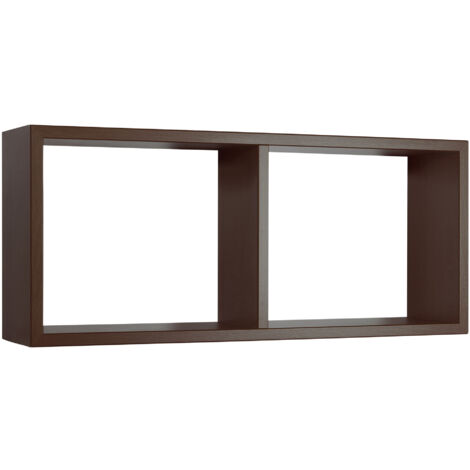 Mensola Rettangolare 2 Scomparti da Parete 70x30x15,5 cm in Fibra di Legno Morgana Wengè