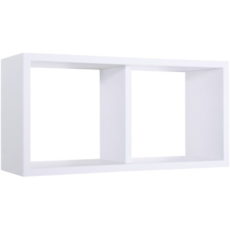 Mensola Rettangolare 2 Scomparti da Parete 70x30x23,7 cm in Fibra di Legno Morgana Maxi Bianco