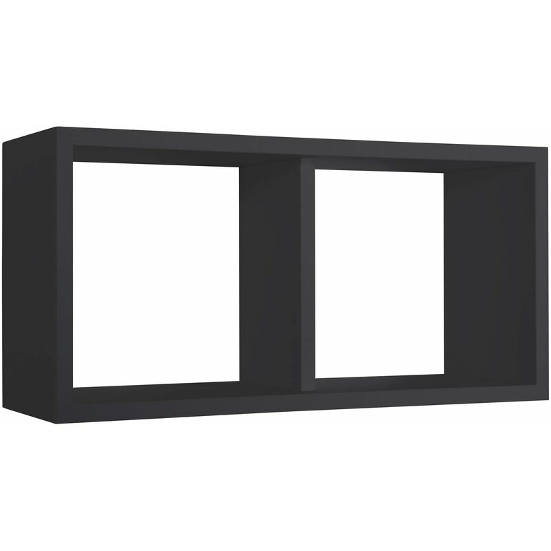 Giordanoshop - Mensola Rettangolare 2 Scomparti da Parete 70x30x23,7 cm in Fibra di Legno Morgana Maxi Nero