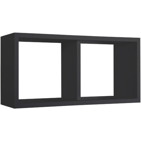 Mensola Rettangolare 2 Scomparti da Parete 70x30x23,7 cm in Fibra di Legno Morgana Maxi Nero