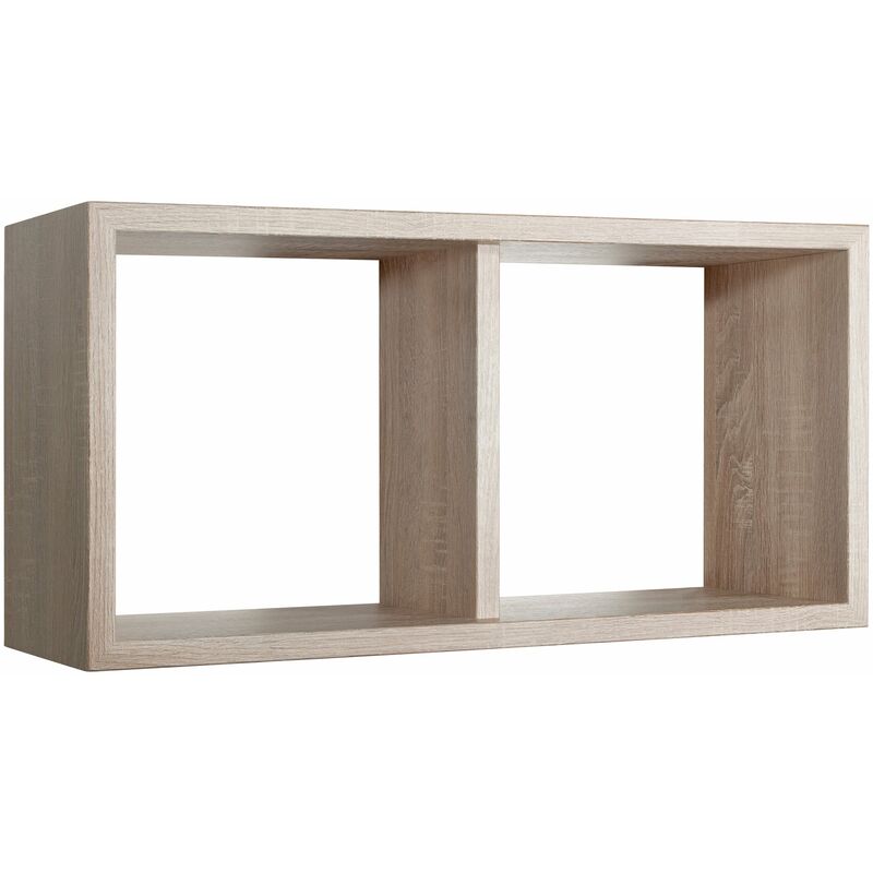 Mensola Rettangolare 2 Scomparti da Parete 70x30x23,7 cm in Fibra di Legno Morgana Maxi Rovere Naturale/Sagerau