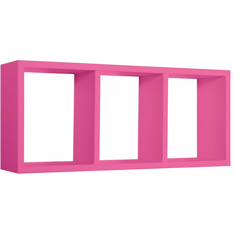 Giordanoshop - Mensola Rettangolare 3 Scomparti da Parete 70x30x15.5 cm in Fibra di Legno Tristano Fuxia