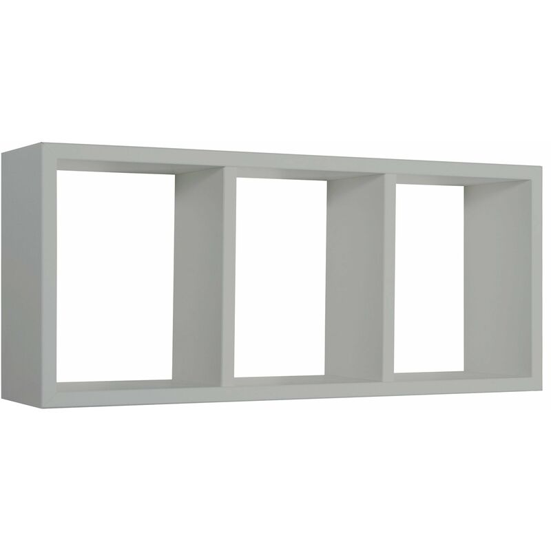 Giordanoshop - Mensola Rettangolare 3 Scomparti da Parete 70x30x15.5 cm in Fibra di Legno Tristano Grigio Sasso