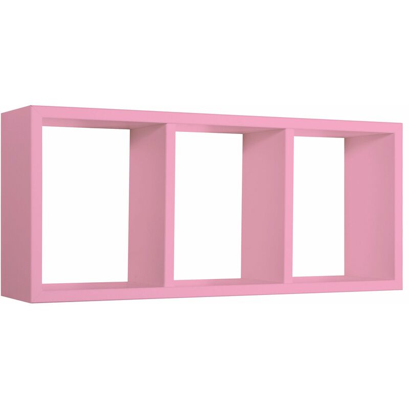 Giordanoshop - Mensola Rettangolare 3 Scomparti da Parete 70x30x15.5 cm in Fibra di Legno Tristano Rosa Blush