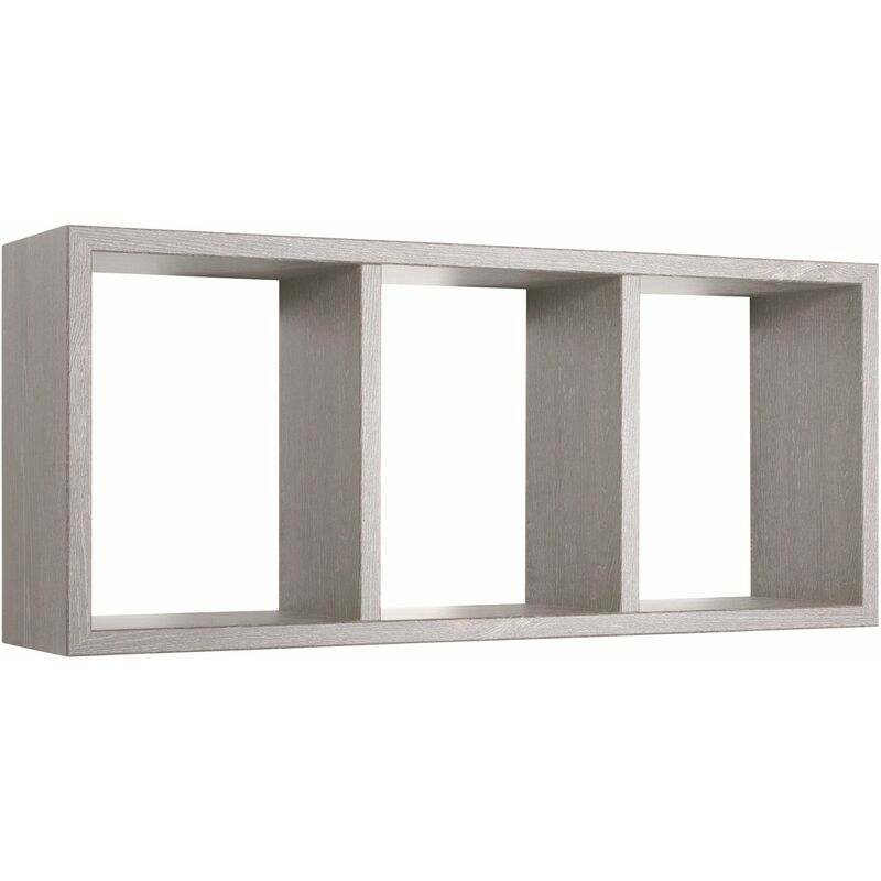 Giordanoshop - Mensola Rettangolare 3 Scomparti da Parete 70x30x15.5 cm in Fibra di Legno Tristano Rovere Grigio New